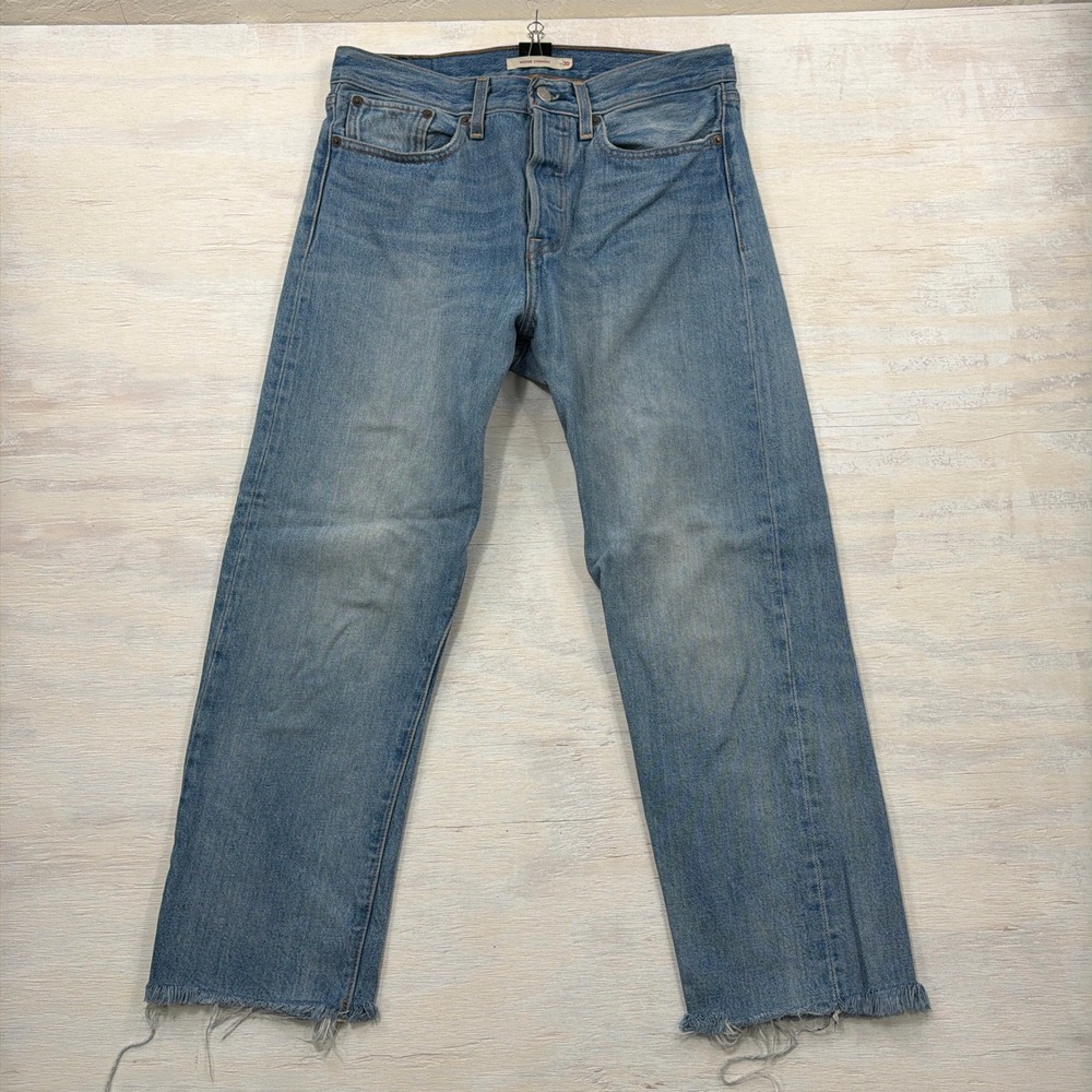 Levi's Jeans Wedgie Straight 30 High Rise Raw Hem Light Wash Denim Womens